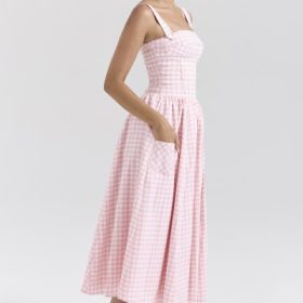 Vivien Strawberry Shortcake Gingham Midi Sundress - Image 8