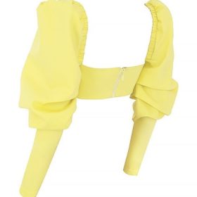 Tough LoveMistress Rocks  Lemon Puff Sleeve Cropped Top - Image 3