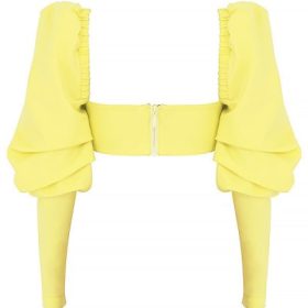 Tough LoveMistress Rocks  Lemon Puff Sleeve Cropped Top - Image 4