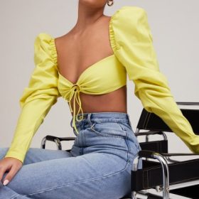 Tough LoveMistress Rocks  Lemon Puff Sleeve Cropped Top - Image 7