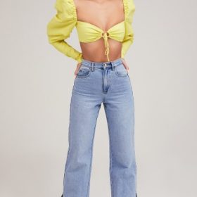 Tough LoveMistress Rocks  Lemon Puff Sleeve Cropped Top - Image 9