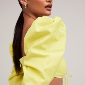 Tough LoveMistress Rocks  Lemon Puff Sleeve Cropped Top - Image 11