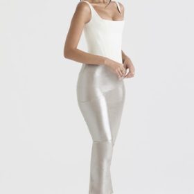 Colette Shimmer Champagne Midi Skirt - Image 7