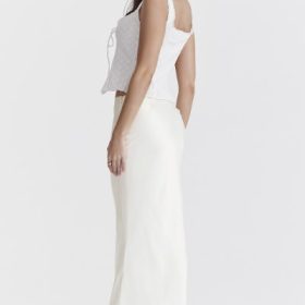 Sydel White Satin Bias Cut Maxi Skirt - Image 11