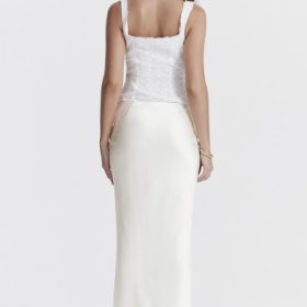Sydel White Satin Bias Cut Maxi Skirt - Image 12