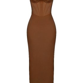 Charmaine Chocolate Corset Maxi Dress - Image 2