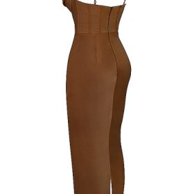 Charmaine Chocolate Corset Maxi Dress - Image 3