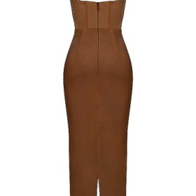 Charmaine Chocolate Corset Maxi Dress - Image 4