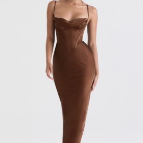 Charmaine Chocolate Corset Maxi Dress - Image 5
