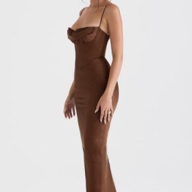 Charmaine Chocolate Corset Maxi Dress - Image 7