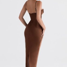 Charmaine Chocolate Corset Maxi Dress - Image 9