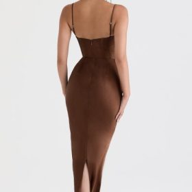 Charmaine Chocolate Corset Maxi Dress - Image 10