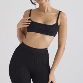 Mischa Black Ribbed Knit Bralette - Image 8