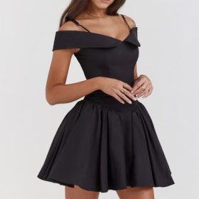 Elida Black Off Shoulder Mini Dress - Image 9