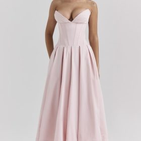 Lady Ballerina Pink Strapless Midi Dress - Image 5
