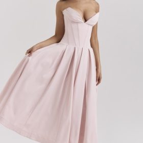 Lady Ballerina Pink Strapless Midi Dress - Image 7