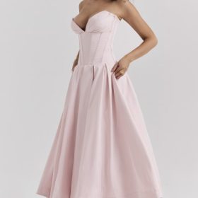 Lady Ballerina Pink Strapless Midi Dress - Image 8