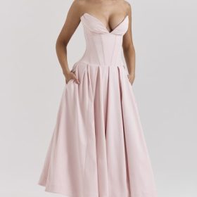 Lady Ballerina Pink Strapless Midi Dress - Image 9