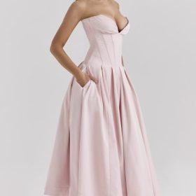 Lady Ballerina Pink Strapless Midi Dress - Image 10