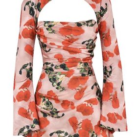 Toira Rose Print Draped Corset Dress - Image 2