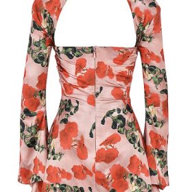 Toira Rose Print Draped Corset Dress - Image 4