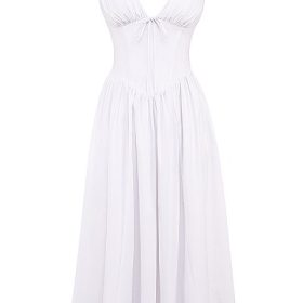 Emmelina White Cotton Corset Sundress - Image 2