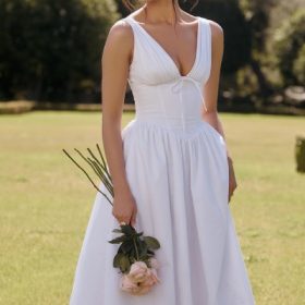 Emmelina White Cotton Corset Sundress - Image 5
