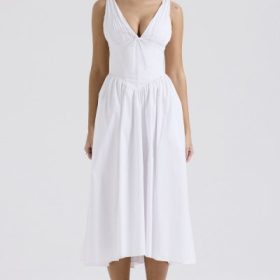 Emmelina White Cotton Corset Sundress - Image 6