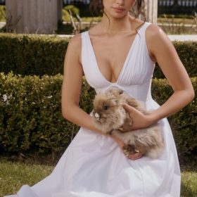Emmelina White Cotton Corset Sundress - Image 12