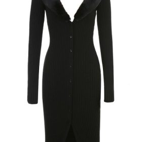 Raine Black Faux Fur Trim Dress - Image 2