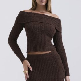 Saffron Chocolate Soft Boucle Knit Top - Image 6
