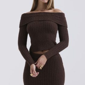 Saffron Chocolate Soft Boucle Knit Top - Image 7