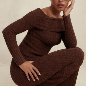Saffron Chocolate Soft Boucle Knit Top - Image 12