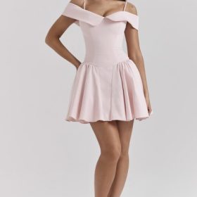 Elida Ballerina Pink Off Shoulder Mini Dress - Image 8