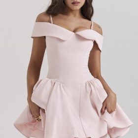 Elida Ballerina Pink Off Shoulder Mini Dress - Image 10