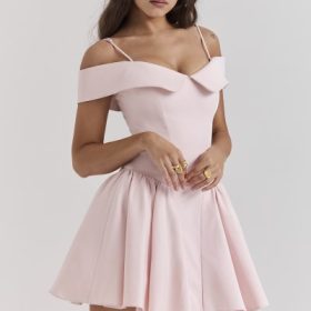 Elida Ballerina Pink Off Shoulder Mini Dress - Image 11