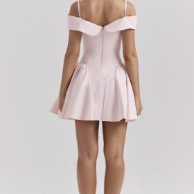 Elida Ballerina Pink Off Shoulder Mini Dress - Image 13