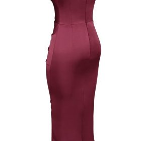 Santana Berry Satin Strapless Midi Dress - Image 3