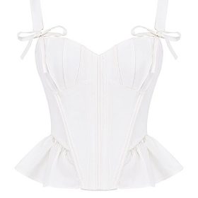 Gigou White Peplum Cotton Corset - Image 2
