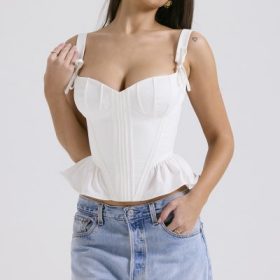 Gigou White Peplum Cotton Corset - Image 9