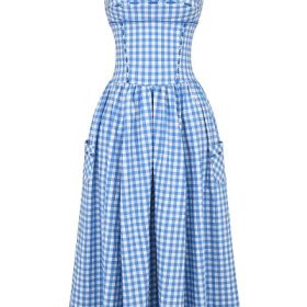 Vivien Regatta Blue Gingham Midi Sundress - Image 2
