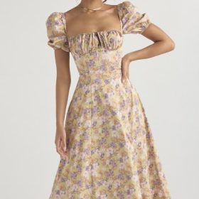 Tallulah Peony Print Puff Sleeve Midi Sundress - Image 5