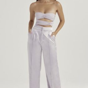 Alivia Grey Satin Trousers - Image 7