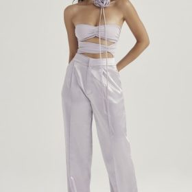 Alivia Grey Satin Trousers - Image 8