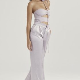 Alivia Grey Satin Trousers - Image 9
