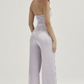 Alivia Grey Satin Trousers - Image 10