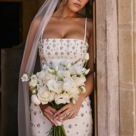 Martine Ivory Embellished Corset Wedding Gown - Image 13
