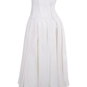 Lady White Strapless Midi Dress - Image 3