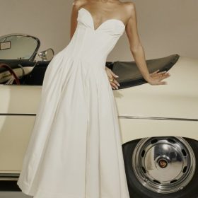 Lady White Strapless Midi Dress - Image 6