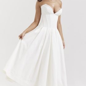 Lady White Strapless Midi Dress - Image 7